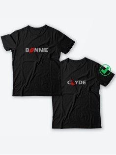 Красивые парные футболки с надписями/для влюбленных с принтом Bonnie&Clyde