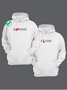 Парные толстовки для двоих с надписью Bonnie & Clyde/худи для влюбленных с принтом