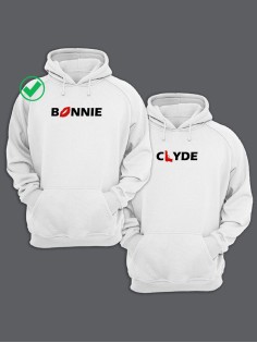 Парные толстовки для двоих с надписью Bonnie & Clyde/худи для влюбленных с принтом