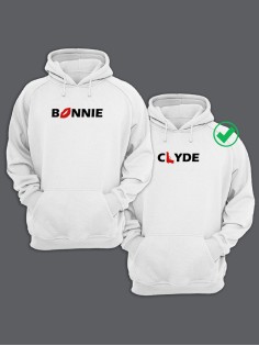 Парные толстовки для двоих с надписью Bonnie & Clyde/худи для влюбленных с принтом