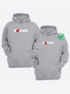 Парные толстовки для двоих с надписью Bonnie & Clyde/худи для влюбленных с принтом