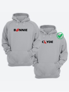 Парные толстовки для двоих с надписью Bonnie & Clyde/худи для влюбленных с принтом