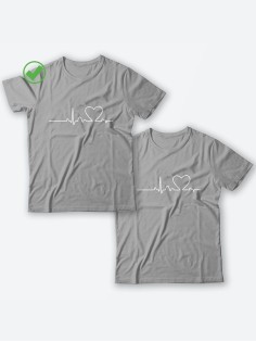 Оригинальные парные футболки для двух влюбленных / Семейный Лук с принтом На линии пульса