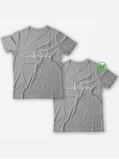 Оригинальные парные футболки для двух влюбленных / Семейный Лук с принтом На линии пульса