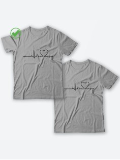 Оригинальные парные футболки для двух влюбленных / Семейный Лук с принтом На линии пульса