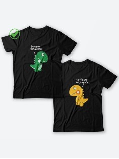 Футболки для двоих со смешными надписями с принтом Динозаврики/Парные для влюбленных