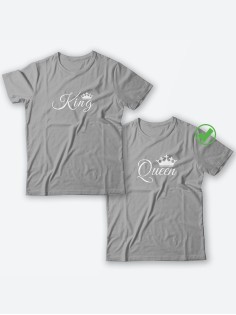 Футболки для двоих со смешными надписями с принтом King&Queen/Парные для влюбленных