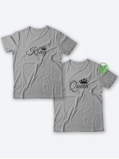 Футболки для двоих со смешными надписями с принтом King&Queen/Парные для влюбленных