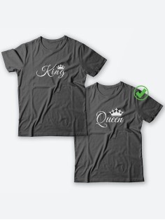 Футболки для двоих со смешными надписями с принтом King&Queen/Парные для влюбленных