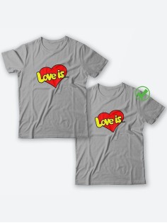 Футболки для двоих со смешными надписями с принтом Love is.../Парные для влюбленных