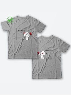 Футболки для двоих со смешными надписями с принтом My love/Парные для влюбленных