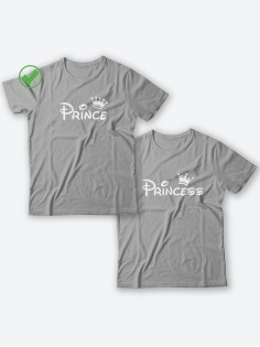 Парные футболки для молодоженов и для двоих влюбленных, для мужа и жены Prince&princess