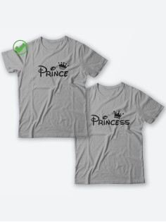 Парные футболки для молодоженов и для двоих влюбленных, для мужа и жены Prince&princess