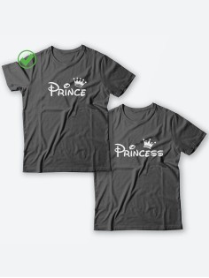 Парные футболки для молодоженов и для двоих влюбленных, для мужа и жены Prince&princess
