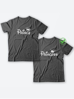 Парные футболки для молодоженов и для двоих влюбленных, для мужа и жены Prince&princess