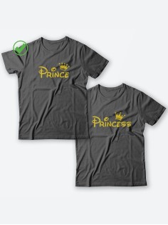 Парные футболки для молодоженов и для двоих влюбленных, для мужа и жены Prince&princess