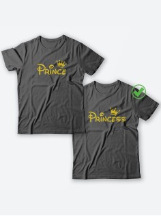 Парные футболки для молодоженов и для двоих влюбленных, для мужа и жены Prince&princess
