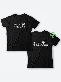 Парные футболки для молодоженов и для двоих влюбленных, для мужа и жены Prince&princess