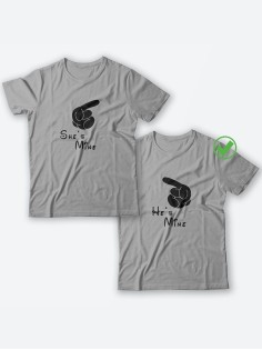 Парные футболки для мужа и жены, для парня и девушки с надписью Mine/для двоих с принтом