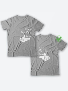 Парные футболки для мужа и жены, для парня и девушки My true love/для двоих с принтом