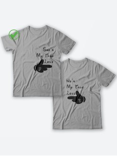 Парные футболки для мужа и жены, для парня и девушки My true love/для двоих с принтом