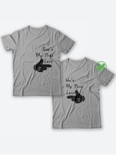 Парные футболки для мужа и жены, для парня и девушки My true love/для двоих с принтом