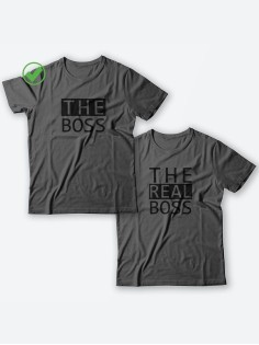 Парные футболки для мужа и жены, для парня и девушки The boss/для двоих с принтом