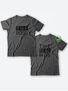 Парные футболки для мужа и жены, для парня и девушки The boss/для двоих с принтом