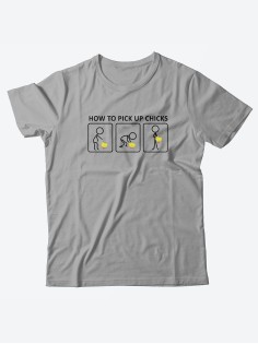 Стильная мужская футболка с надписью How to pick up / Подарок мужчине оригинальные футболки
