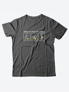 Стильная мужская футболка с надписью How to pick up / Подарок мужчине оригинальные футболки
