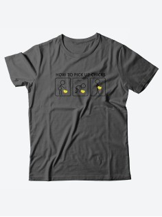 Стильная мужская футболка с надписью How to pick up / Подарок мужчине оригинальные футболки