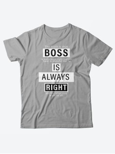 Качественная хлопковая футболка для женщин Boss is always right / Прикольные надписи на футболках