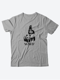 Прикольная мужская футболка с принтом WWF/Смешная хлопковая с надписями
