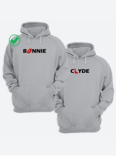 Парные толстовки для двоих с надписью Bonnie & Clyde/худи для влюбленных с принтом