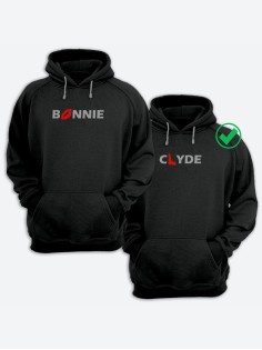 Парные толстовки для двоих с надписью Bonnie & Clyde/худи для влюбленных с принтом