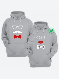 Парные толстовки для влюбленных с забавными принтами Усики & Бантики/худи/Фэмили лук