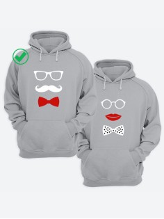 Парные толстовки для влюбленных с забавными принтами Усики & Бантики/худи/Фэмили лук