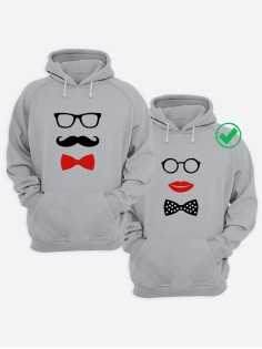 Парные толстовки для влюбленных с забавными принтами Усики & Бантики/худи/Фэмили лук