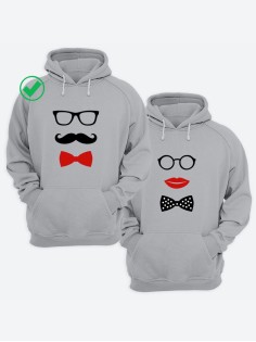 Парные толстовки для влюбленных с забавными принтами Усики & Бантики/худи/Фэмили лук