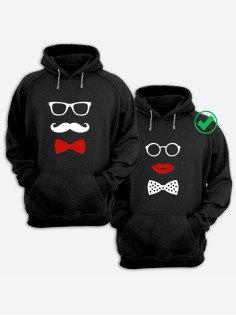 Парные толстовки для влюбленных с забавными принтами Усики & Бантики/худи/Фэмили лук