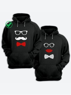 Парные толстовки для влюбленных с забавными принтами Усики & Бантики/худи/Фэмили лук