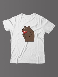 Прикольная мужская футболка с принтом Медведь/Смешная хлопковая с надписями