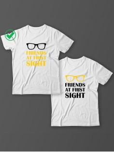 Парные футболки для друзей, коллег с надписью Friends/для двоих с принтом