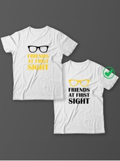 Парные футболки для друзей, коллег с надписью Friends/для двоих с принтом