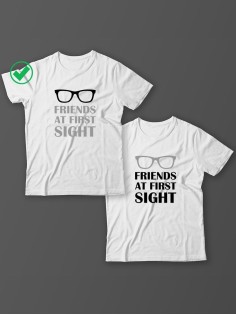 Парные футболки для друзей, коллег с надписью Friends/для двоих с принтом