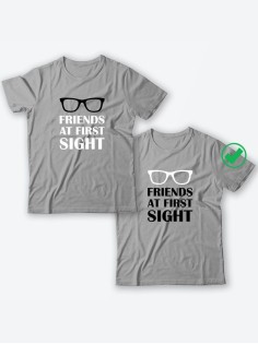 Парные футболки для друзей, коллег с надписью Friends/для двоих с принтом