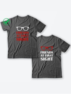 Парные футболки для друзей, коллег с надписью Friends/для двоих с принтом