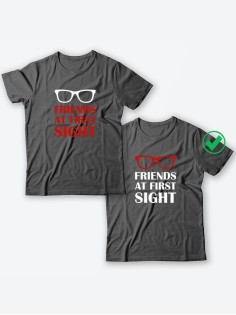 Парные футболки для друзей, коллег с надписью Friends/для двоих с принтом