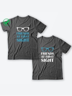 Парные футболки для друзей, коллег с надписью Friends/для двоих с принтом