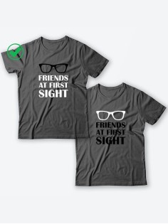 Парные футболки для друзей, коллег с надписью Friends/для двоих с принтом